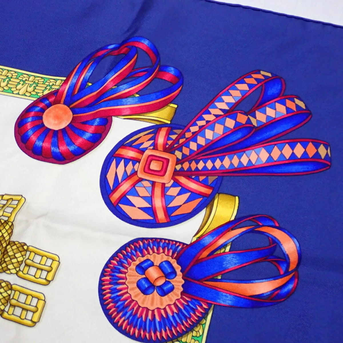 HERMES (Good) Silk LESRUBANSDUCHEVAL Pre-Owned Ribbon Scarf Muffler Horse