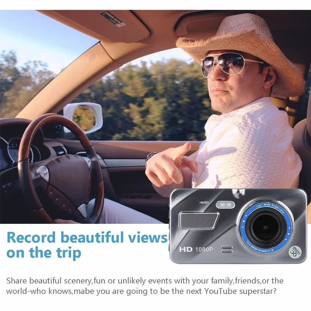 G-sensor Cam Dash Recorder Camera Dual DVR Lens HD Car Night Video 1080P Vision