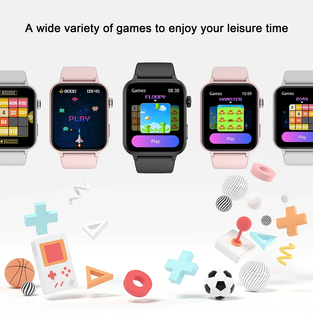 Modes 100+ iOS, for Fitness Sports Women with Smart Assistant, Android for Liquidproof, Call/Voice 1.83" and Watch Black Bluetooth Watch