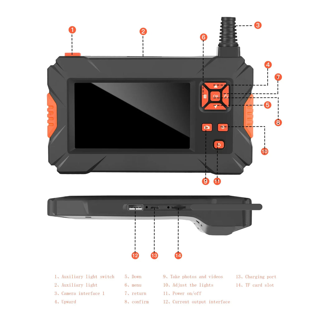 IPS Sewer for Full-Color Automobile Inspection Maintenance Endoscope Pinnaco - P130 Industrial 4.3" Screen Camera,  Engine Portable