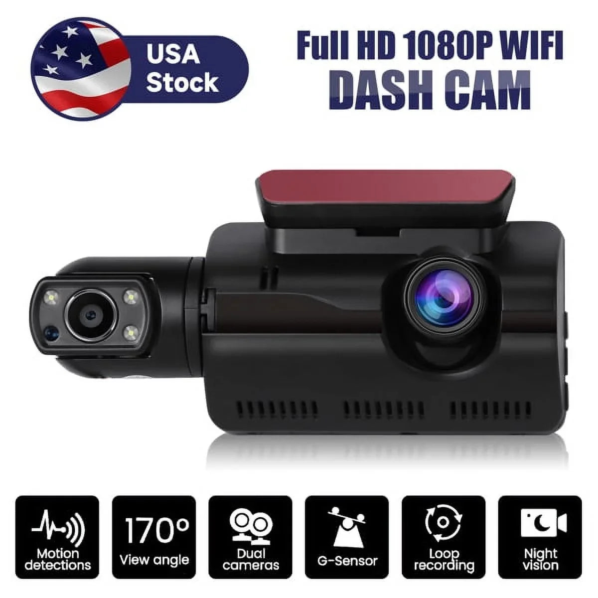 Rear, 1080P Wide SYTHERS and Front Angle Night Dash with 170° & Camera Cam Dash Vision G-Sensor