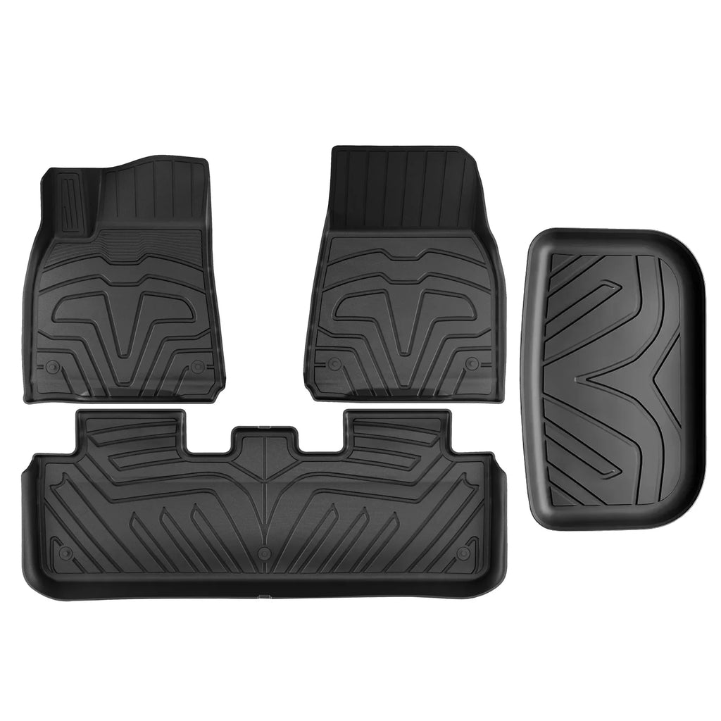 '+ Tray Motorsports Row Floor Tesla rs, Mats Custom Duty Rear Mats, Set with Mat Front Cargo Trunk Black All & Full Protection Heavy Y, Weather Ikon 3D Compatible TPE Model 2020-2023 Floor 2nd