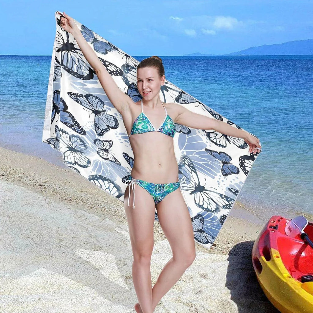 Beach Quick Bestwell Swim Blanket, 30”X60” Microfiber Bath Towel Blue Lightweight Thin Dry Oversized Free Towel Pool Multipurpose Butterfly Shower Towel, Towel Yoga Sand