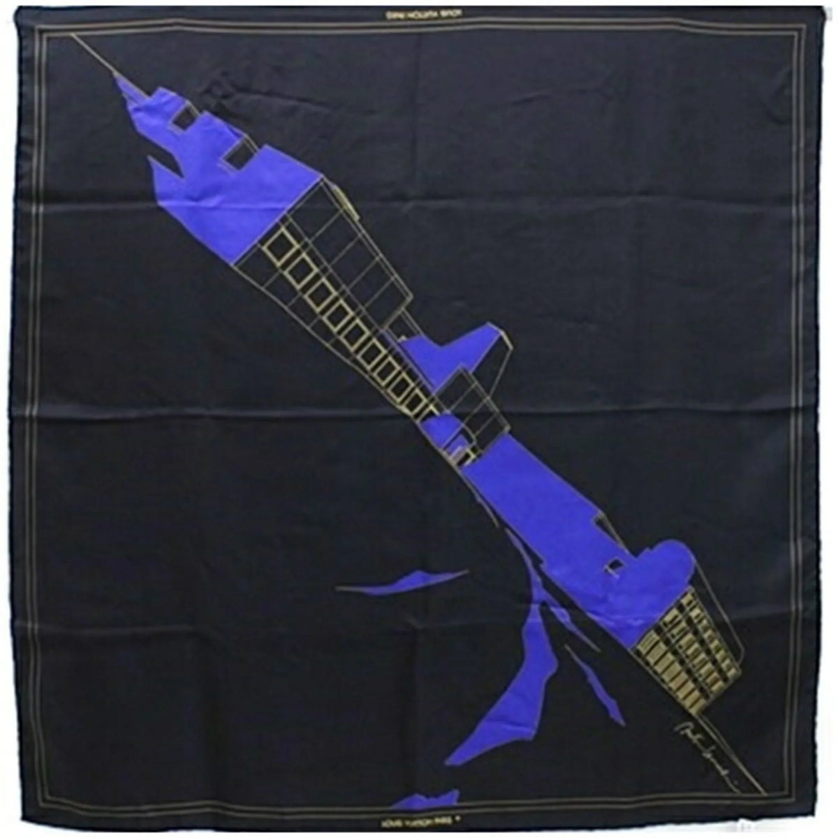 Women's Pre-Owned Black Muffler Louis Scarf Silk Vuitton (Good)