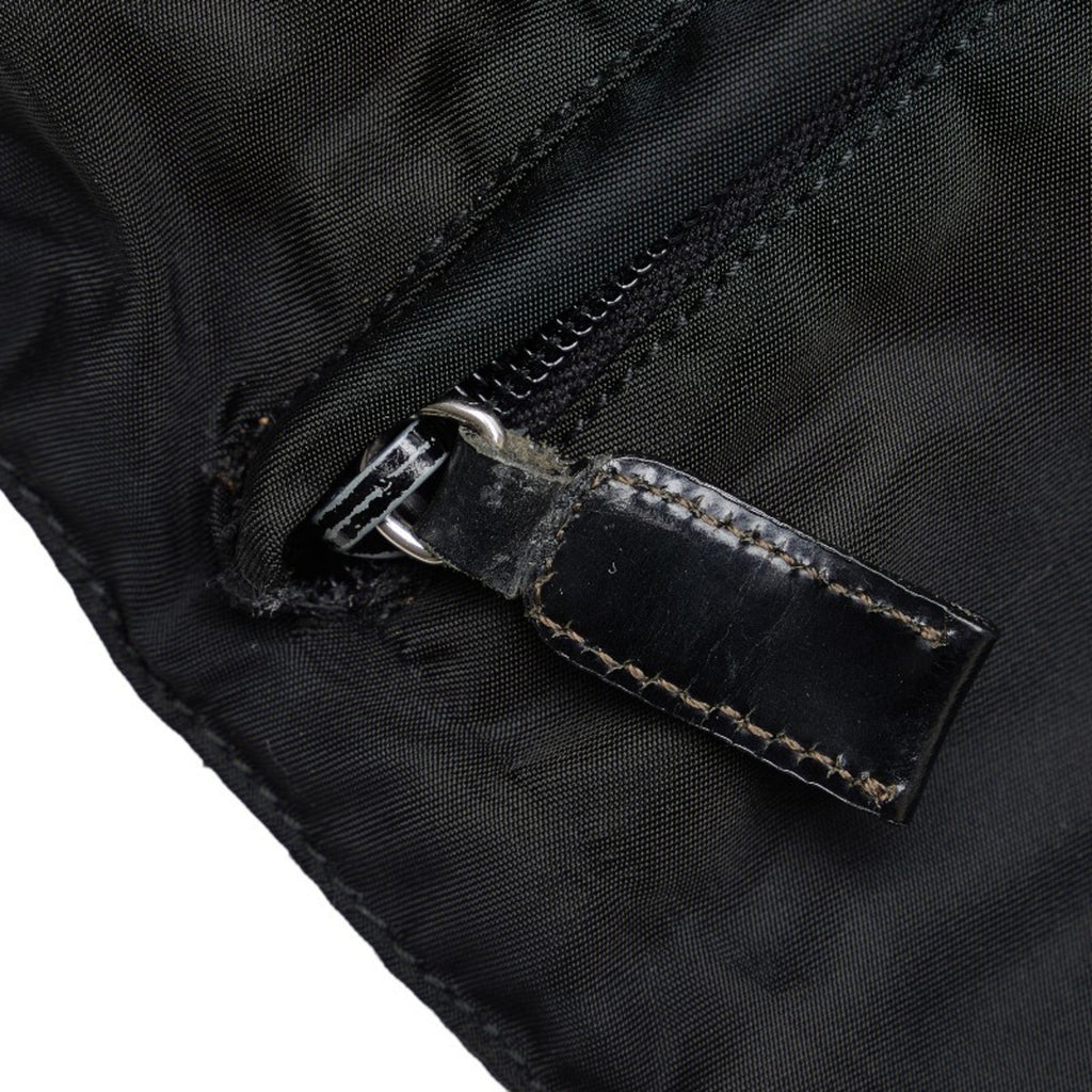 Nylon PRADA Prada Bag Women's Black Plate Leather (Fair) Shoulder Triangle Pre-Owned