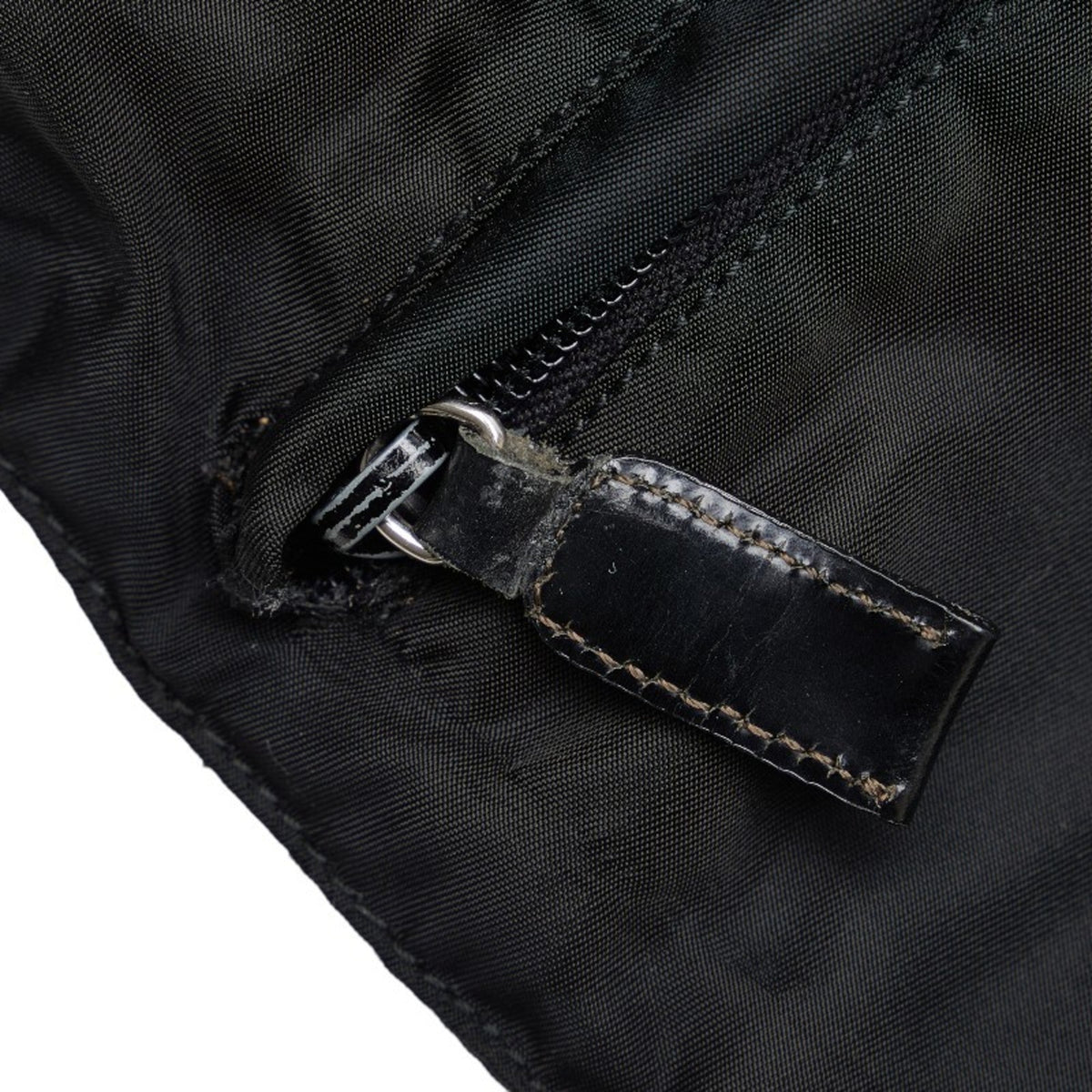 Nylon PRADA Prada Bag Women's Black Plate Leather (Fair) Shoulder Triangle Pre-Owned