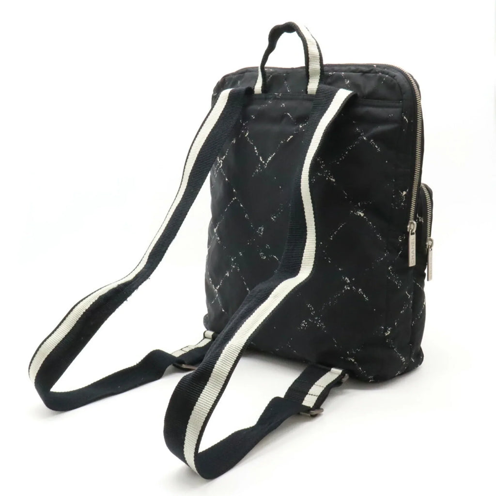 (Good) Rucksack Black Backpack Pre-Owned Chanel Old Travel CHANEL Jacquard Daypack Nylon