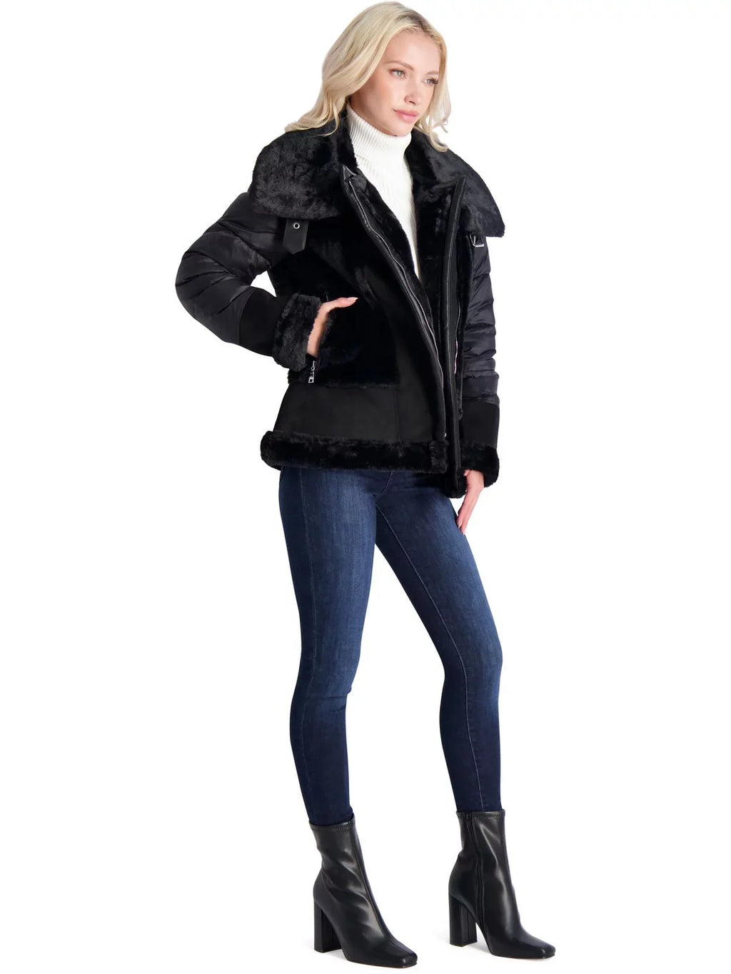 Coat Women's Mixed Puffer Saylor Media Tahari