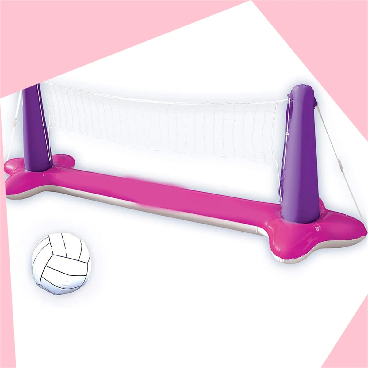 Volleyball Set Inflatable Net Basketball Pool Hoops Float & Pink