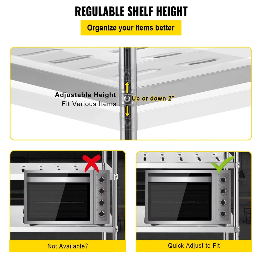 Garage BENTISM Duty Heavy Shelf 4-Tier Steel Shelving 59.1x17.7x61in Stainless
