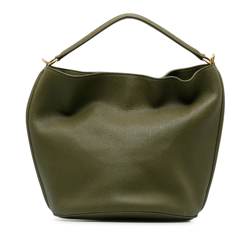 Green Unisex Teen Pre-Owned Authenticated Leather Calf Bucket Celine Bag Bucket (Good) 16 DrawstringBag