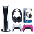 Pink Black (Sony Disc) Extra Bundle 3D Controller, Charging Playstation PS5 with Dual and Version Sony Disc Headset 5 Station PULSE Nova