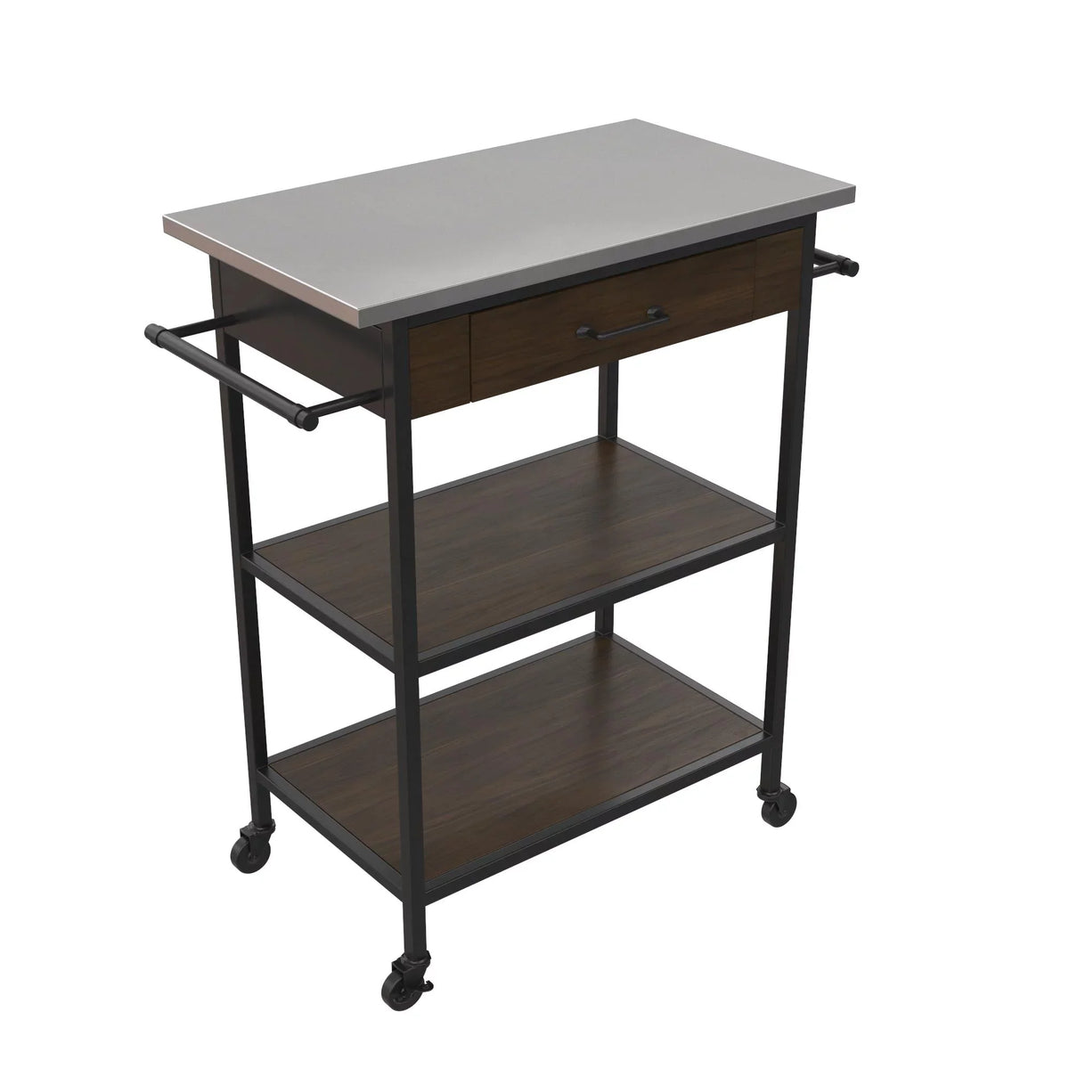 Cart, Black Counter Frame, Brown Pantry Kane Stainless Steel Storage,  Kitchen Top, DHP