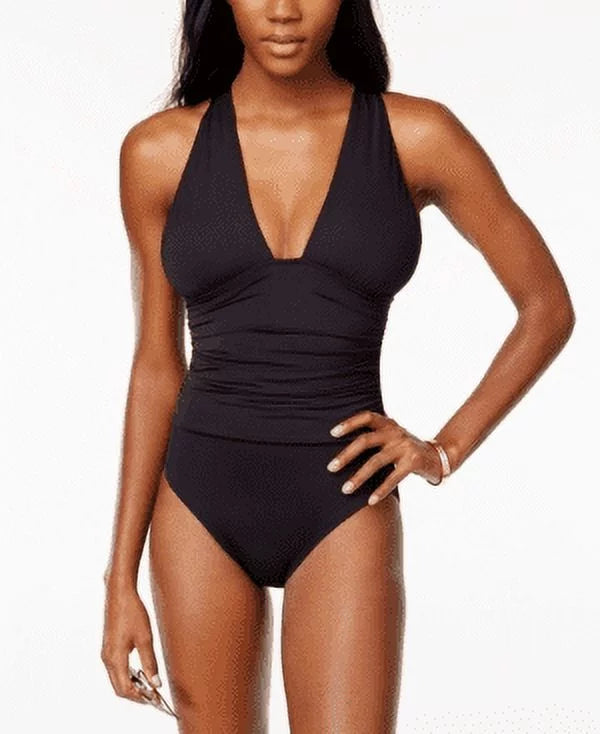 Size 14 Michael Kors Convertible Black Swimsuit Piece Ruched Women's One