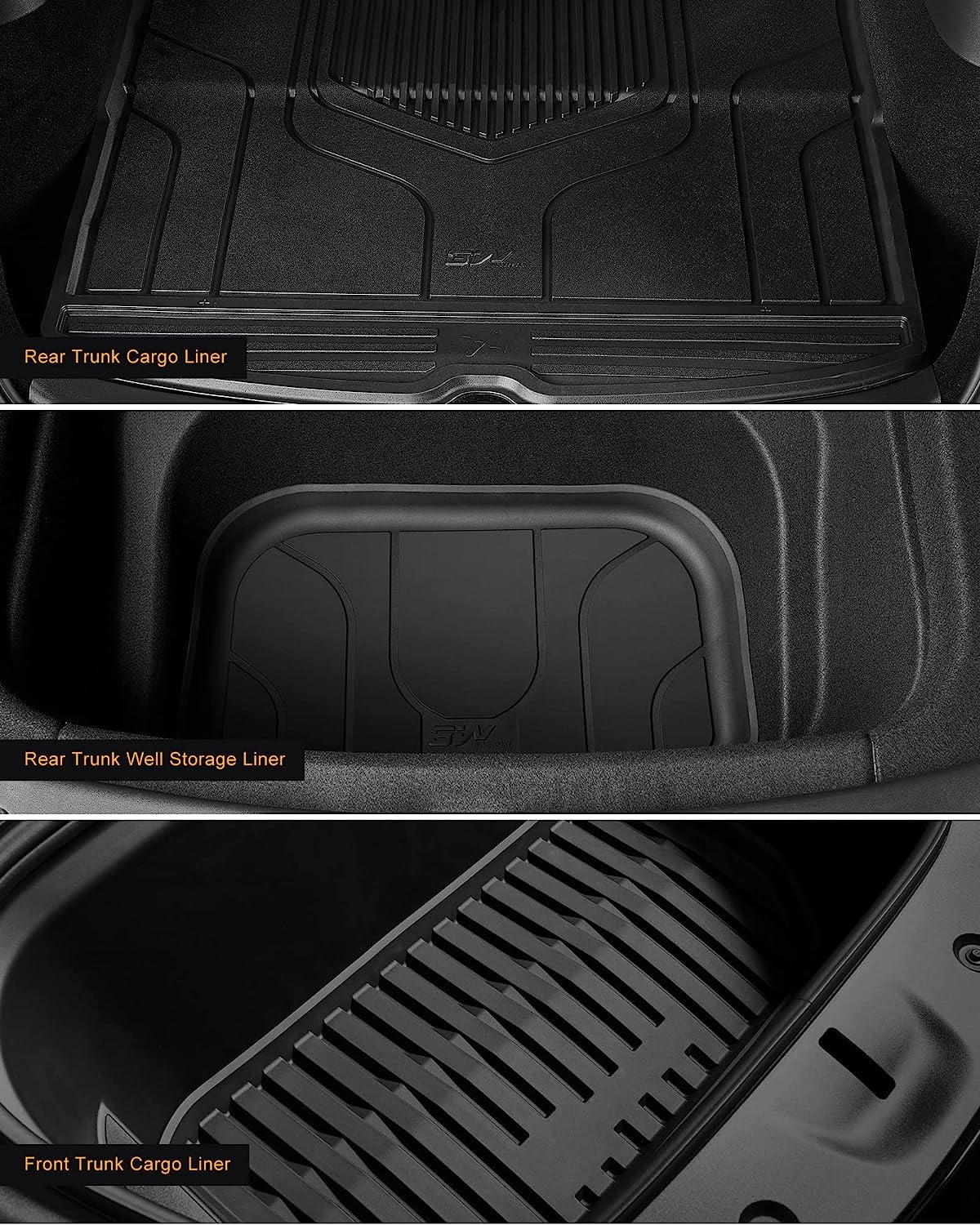 Tesla 5-Seater Cargo Full Storage for TPE Tesla 2020-2023 Tesla Mats and Y For Car and Mats & All-Weather Mat 3W Black Set Model r Floor for Mats Trunk Fit Model Custom Y Floor Mats