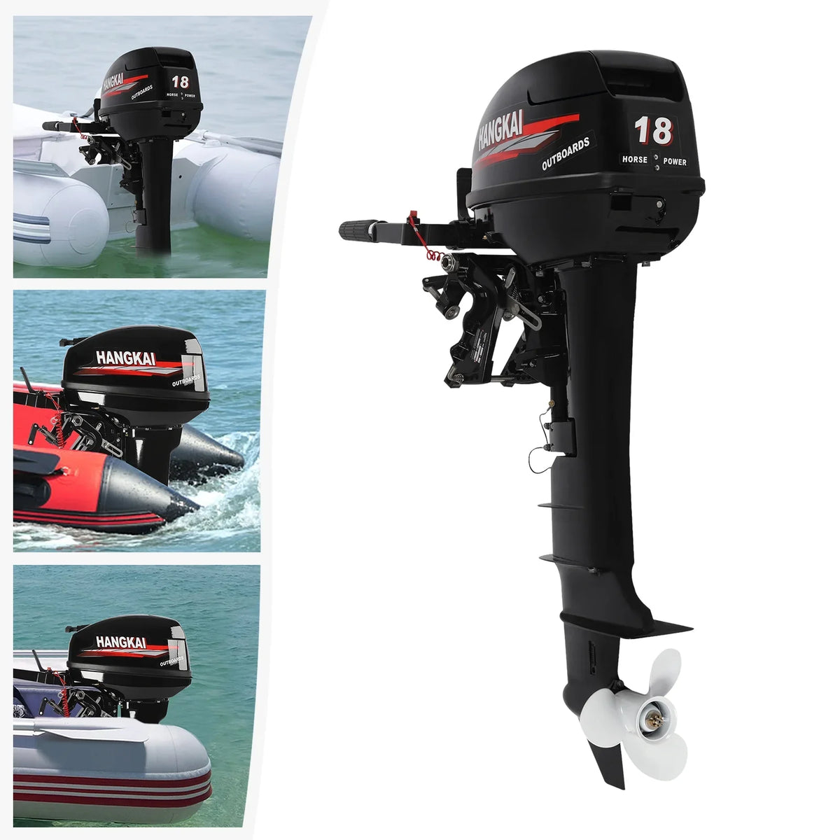 w/CDI 2 Aluminum Boat Engine Outboard 246cc Motor System Fishing Shaft 18 HP Stroke Alloy Motor, Boat Wuzstar Cooling Long Liquid