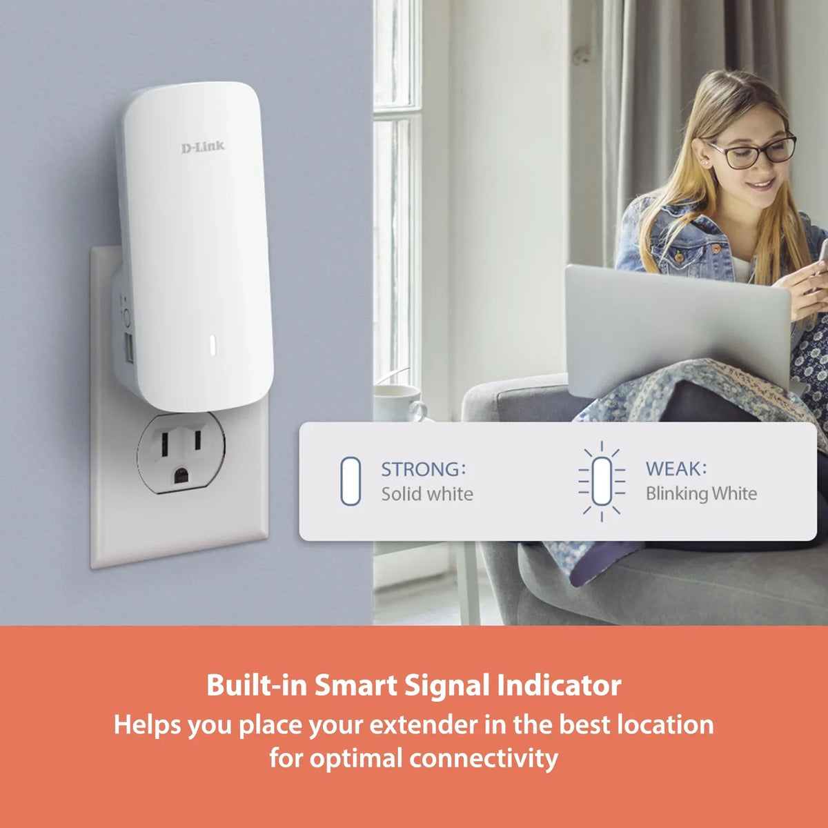 ft | Mesh LAN Sq. Gigabit Cover WiFi 2300 AX3000 6 D-Link (E30) AI | up 1x Extender Port | to Range