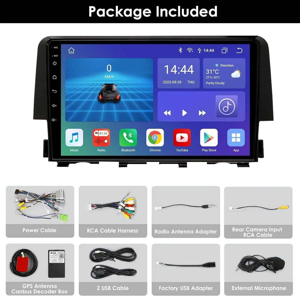 STEREO 12 CIVIC CAR 2016-2020 FOR 9" 4G HONDA CARPLAY APPLE ANDROID RADIO GPS