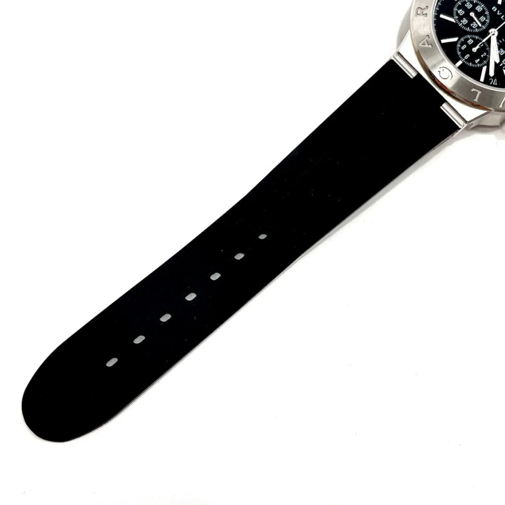 Stainless BVLGARI Bvlgari Steel Silver Watch DG41BSVDCH (Good) Chrono Pre-Owned Rubber Men's