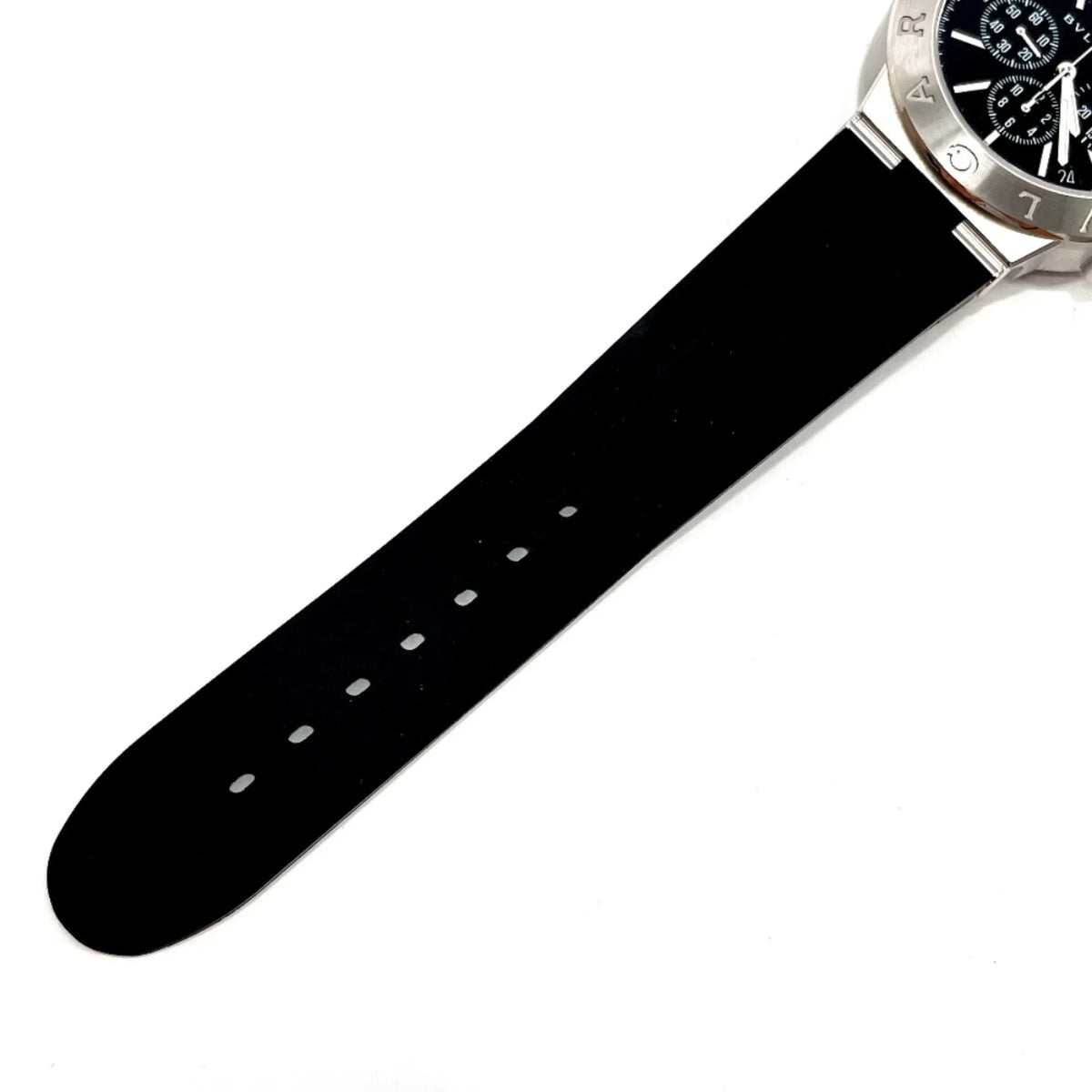 Stainless BVLGARI Bvlgari Steel Silver Watch DG41BSVDCH (Good) Chrono Pre-Owned Rubber Men's