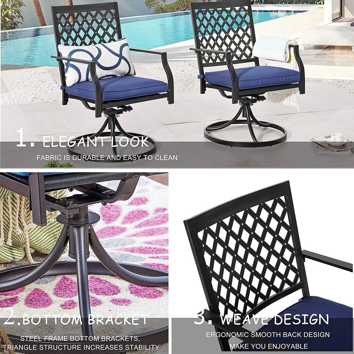 Outdoor With Patio Rocker  Chairs Dining Of Furniture Cushion Set 2 Chairs Swivel