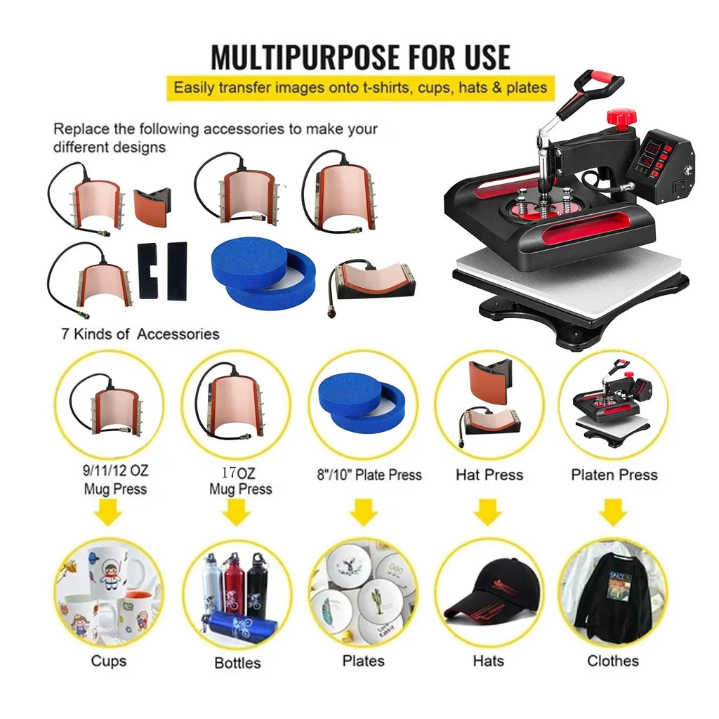 Swing Press Sublimation Heat 1, Control T-Shirts, Printing, 8 Machine x LCD 15 Away Transfer Red Transfer 15 Vinyl Bag, Canvas for Printer, Inches in Precise 360 Digital Printer Pillow, Banner