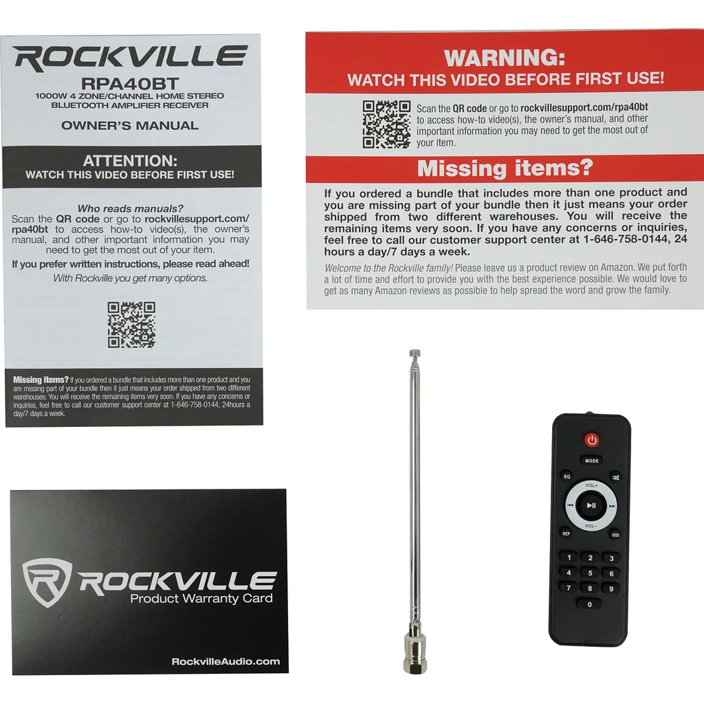 Wall Kit Home Rockville 4-Room Receiver+(8) Audio RPA40BT Cube Speakers White
