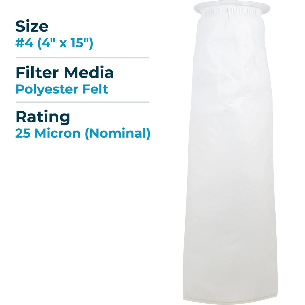 #4 SpiroPure Felt Micron 25 Filter Bag (Case SP-BE-4-25 Liquid Polyester of (20") 40)