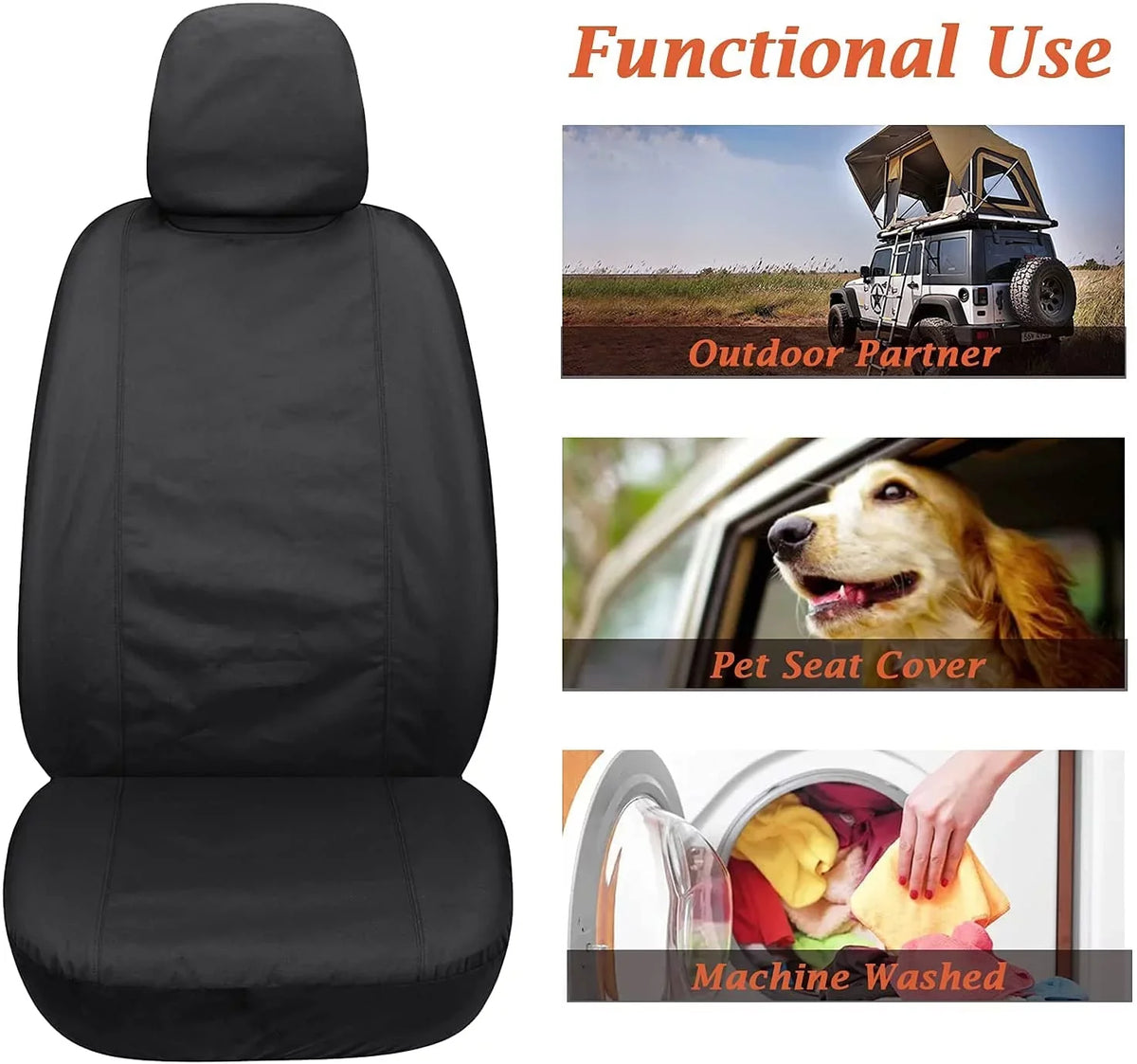 for Protectors, Black Front Covers Coverado Covers Vans, Cars, and Seat Oxford Seat Fit Sedans, Most Auto Liquidproof 2PCS Trucks for Universal Seat SUVs,