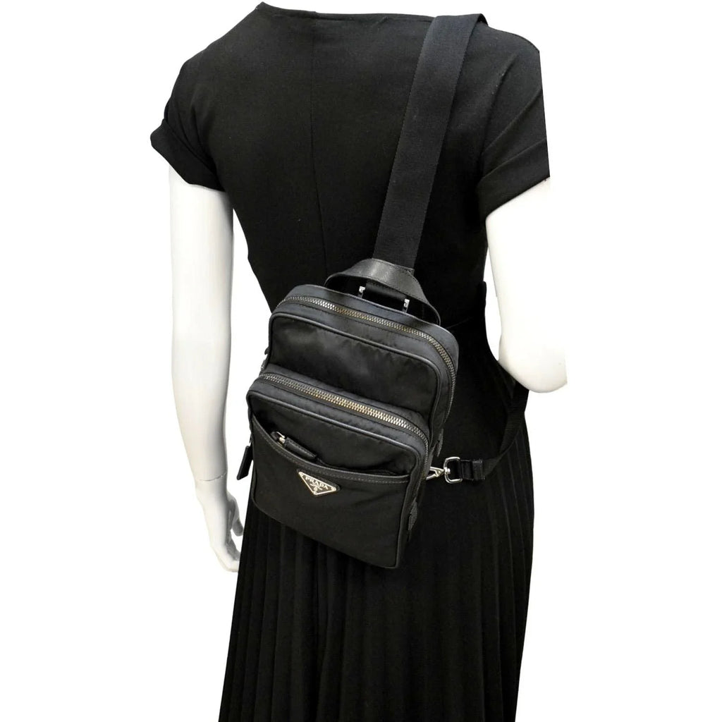 Nylon 2vz026 Backpack PRADA Used Bag Black