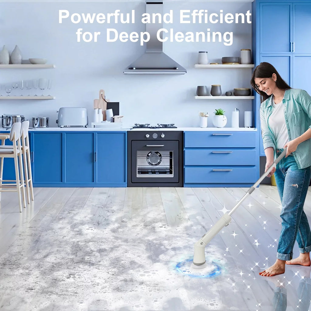 Replaceable Brush, Spin Tile, Cleaning 6 Bathtub, Electric Floor Bathroom Cordless for Heads Scrubber, Fixdono Scrubber Cleaning