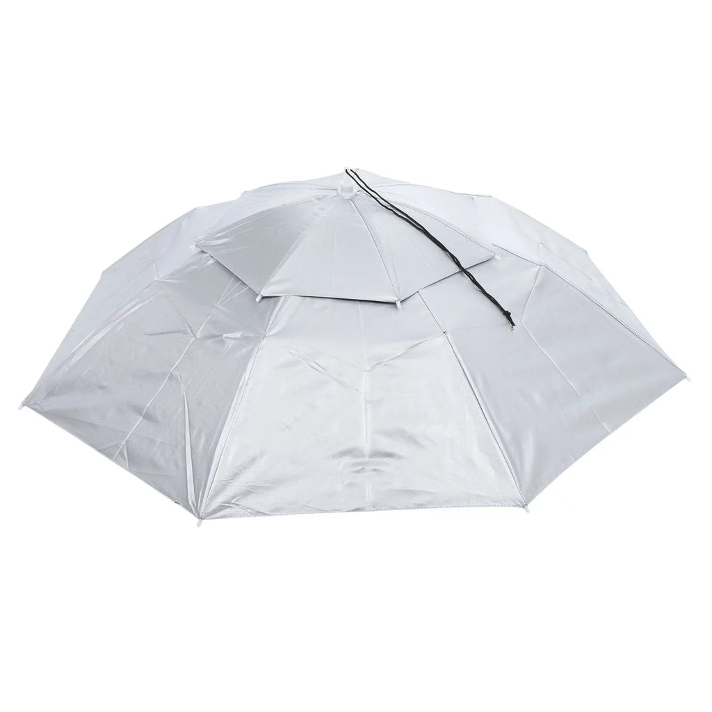 Double Cap OD 37.4" Fabric Strip, Rain Uxcell Folding Head Sun Layer Oxford Hat, with Silver Umbrella