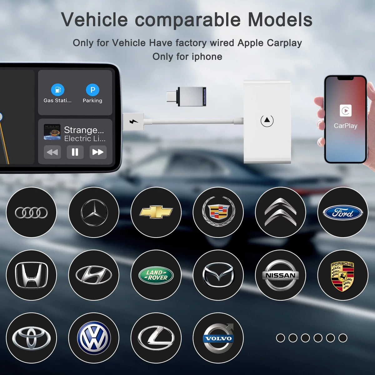 Replacement Carplay iPhone for Apple Player Navigation USB IOS Car Wireless Dongle Adapter