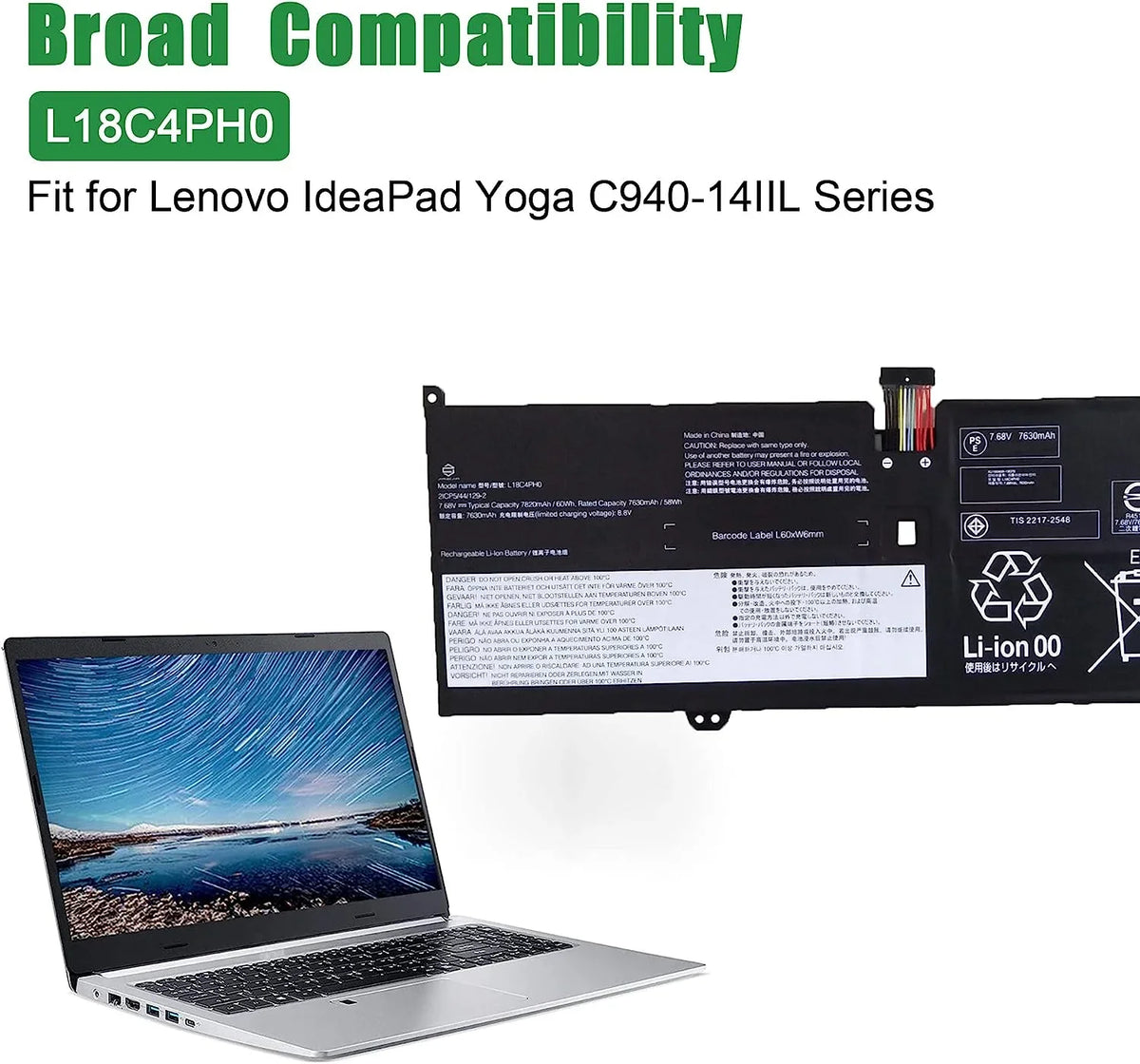 L18C4PH0 Replacement 5B10T11586 C940-14IIL for JIAZIJIA Laptop 81Q9002GUS 2019 y Yoga Lenovo 5B10W67180 IdeaPad