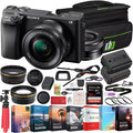 Lens Editing Bundle ILCE-6400L/B 0.43x Angle f/3.5-5.6 Power Telephoto 2.2X Extra Lens with 4K Sony 16-50mm + Wide Deco Camera Kit OSS Set and & Gear Case Mirrorless Battery Filter (Black) a6400