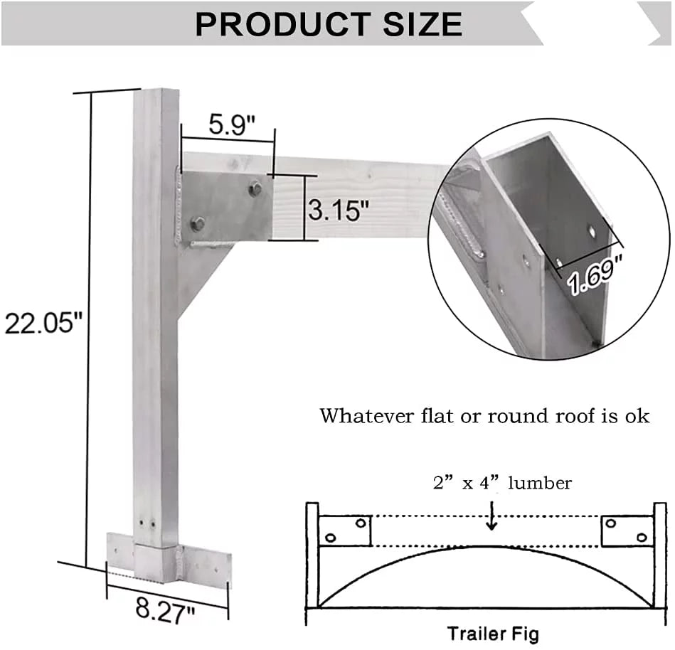 Rack Fit Vans Ladder Roof Kit Aluminum Cargo Bracket for Adjustable Enclosed ELITEWILL Trailers