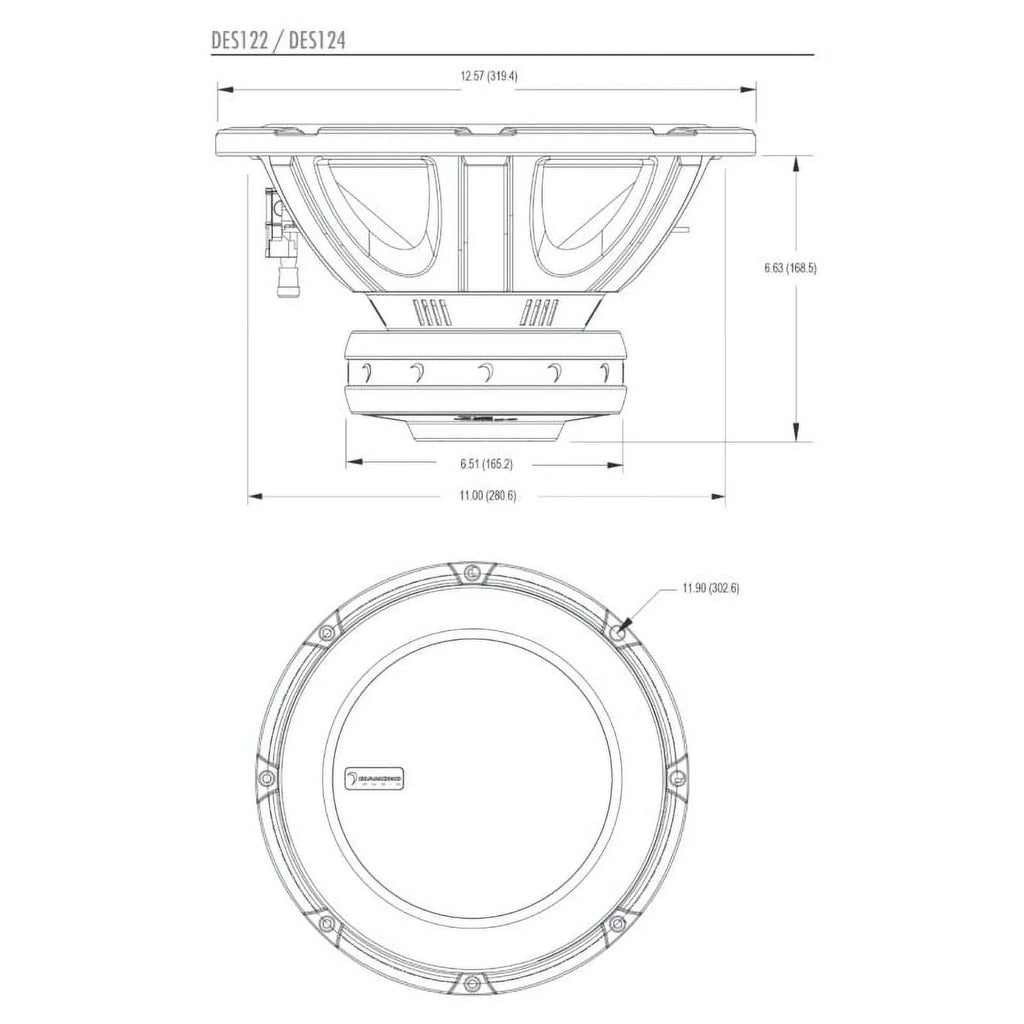 Handling) Dual Subwoofer Power RMS Peak DES124 500W Diamond Coil Elite 4Ohm (1000W 12" Series Diamond Audio Voice