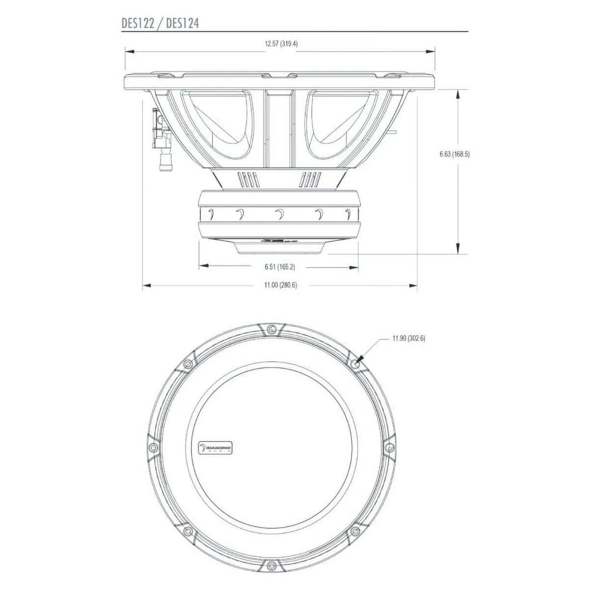 Handling) Dual Subwoofer Power RMS Peak DES124 500W Diamond Coil Elite 4Ohm (1000W 12" Series Diamond Audio Voice