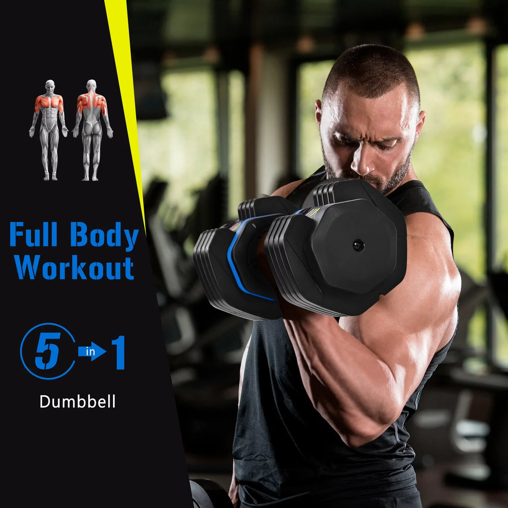 for Dumbbell Handle, x2 Turning Set Fast Adjust Full with Anti-Slip of 55lb Dumbbell Workout Exercise Dumbbell Handle by Weight Adjustable Suitable with Tray, - Fitness 2 Body