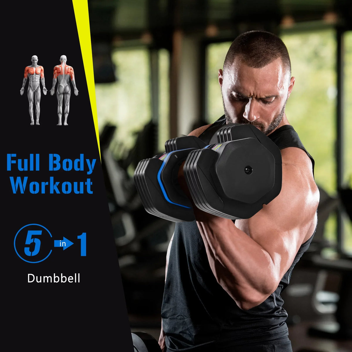 for Dumbbell Handle, x2 Turning Set Fast Adjust Full with Anti-Slip of 55lb Dumbbell Workout Exercise Dumbbell Handle by Weight Adjustable Suitable with Tray, - Fitness 2 Body