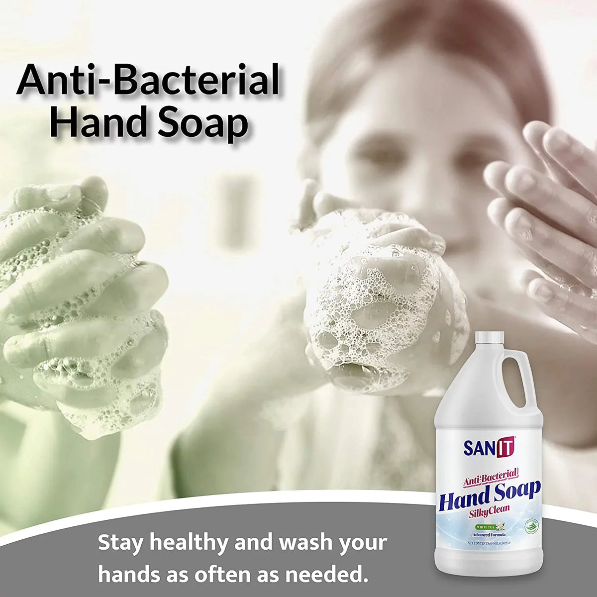 White and - Formula Clean Wash Antibacterial All Tea, - Gallon Hand Soap USA, Gel 1 Aloe Hand Silky Coconut Advanced Moisturizing Liquid with Vera Made Oil - Sanit Refill Natural in