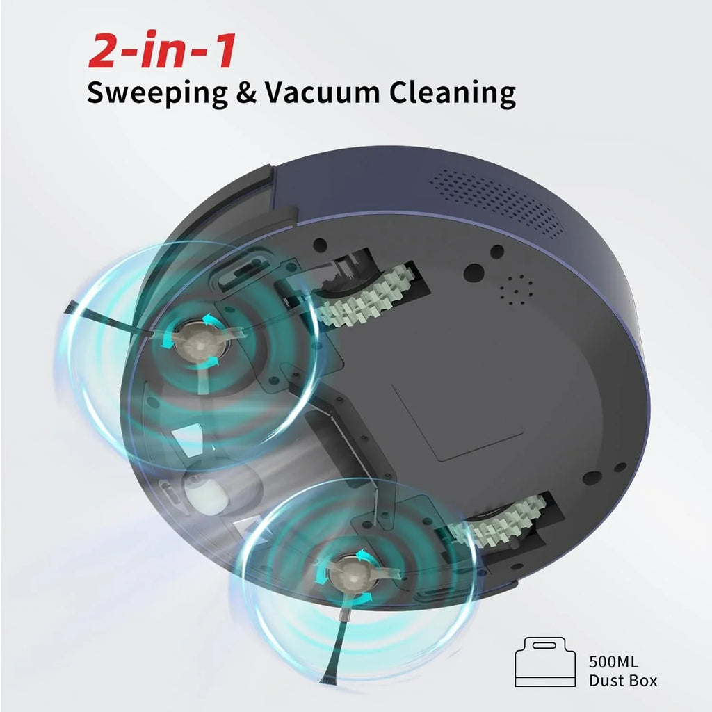 Floor Hard Daily Runtime, Tangle-Free Vacuum 120 and Robot Low Vacuum, Slim, App Cleaner, Hair Pet Suction, 2200Pa for Mins Control, Noise, Ideal Robotic Automatic Self-Charging Cleaning
