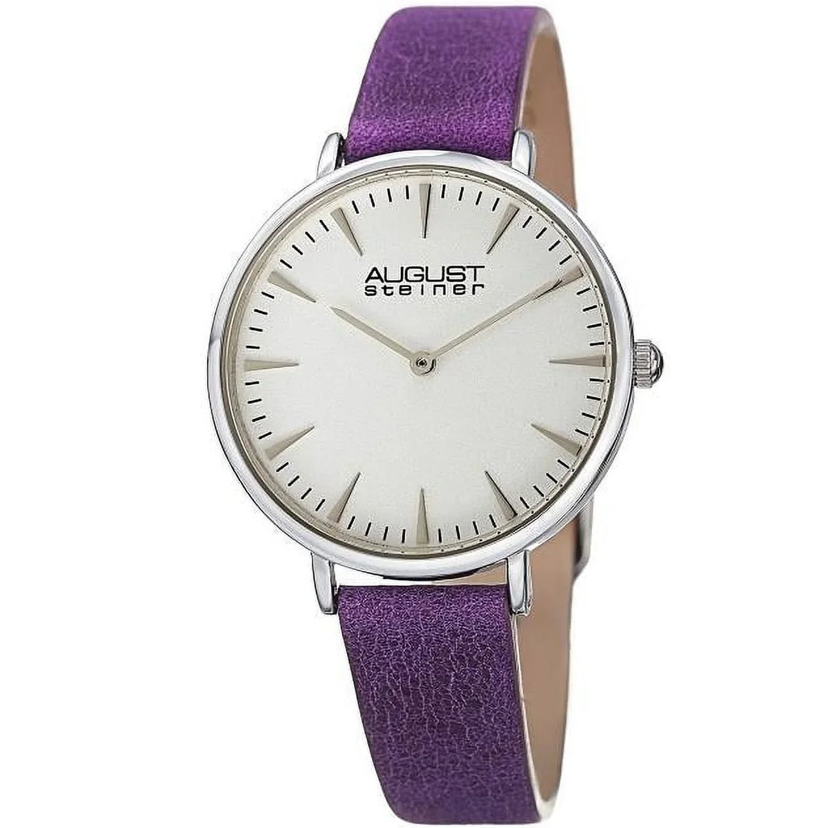 Purple Women's Band with Leather AS8187 Silver-Tone Watch
