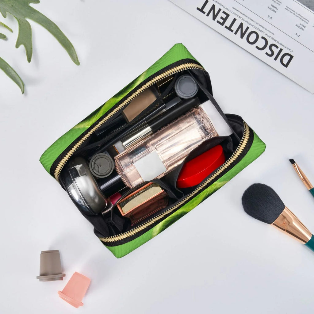 Makeup Portable Travel Cosmetic Leather Gift Pouch Purse Grinch Bag Organizer Storage Bag Toiletry Green