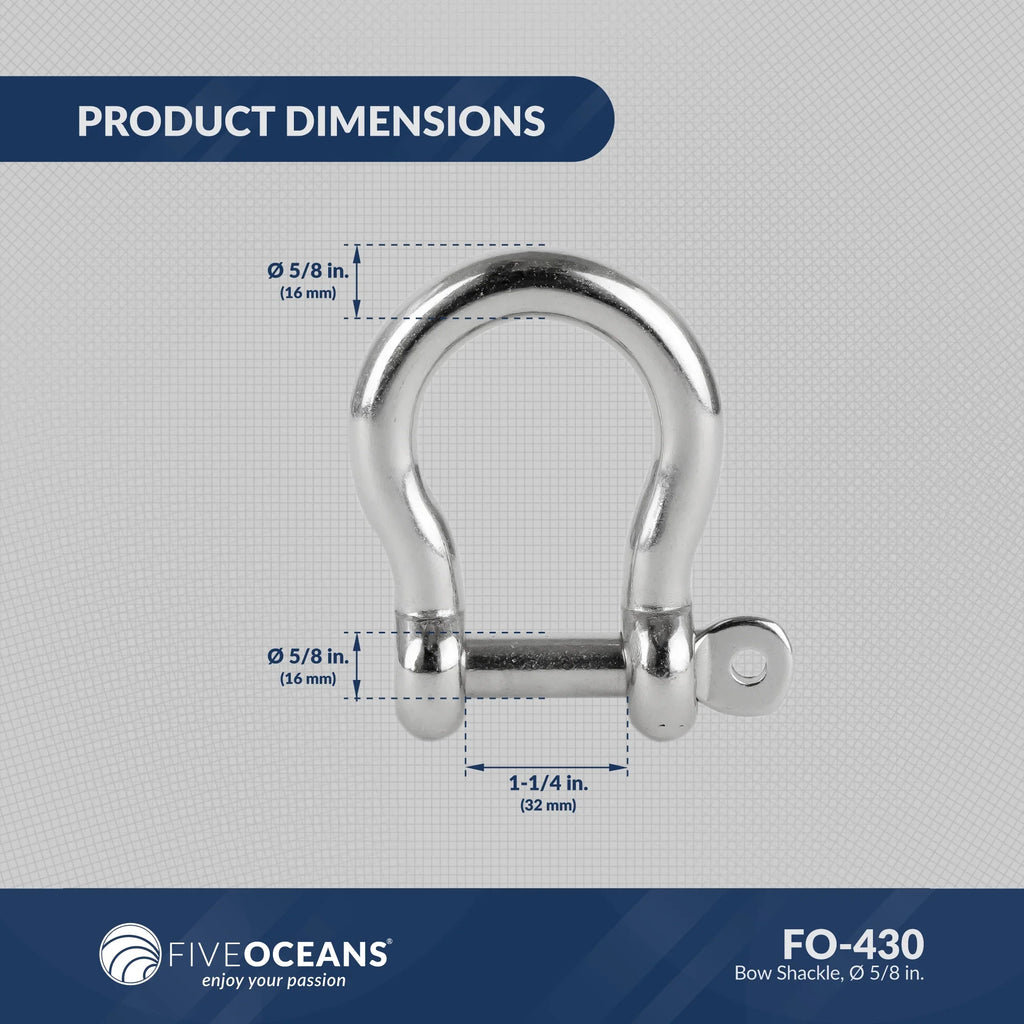 Steel Boat, Sailboat Anchor FO430 Oceans for Stainless Five 5/8 Shackles, Pin Screw Bow Shackle