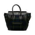 Blue Bag Tote Celine Mini Authenticated (Good) Fabric Luggage Tartan Wool Tote Pre-Owned Unisex