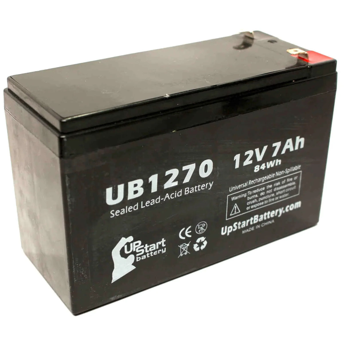 (12V, F2 2x Battery Replacement AGM, SLA) Lead 4 F1 Terminal Universal Includes PCM140VR to - Terminal, Adapters - 7Ah, Acid 7000mAh, Upsonic Sealed - F1 Compatible UB1270 Battery Pack
