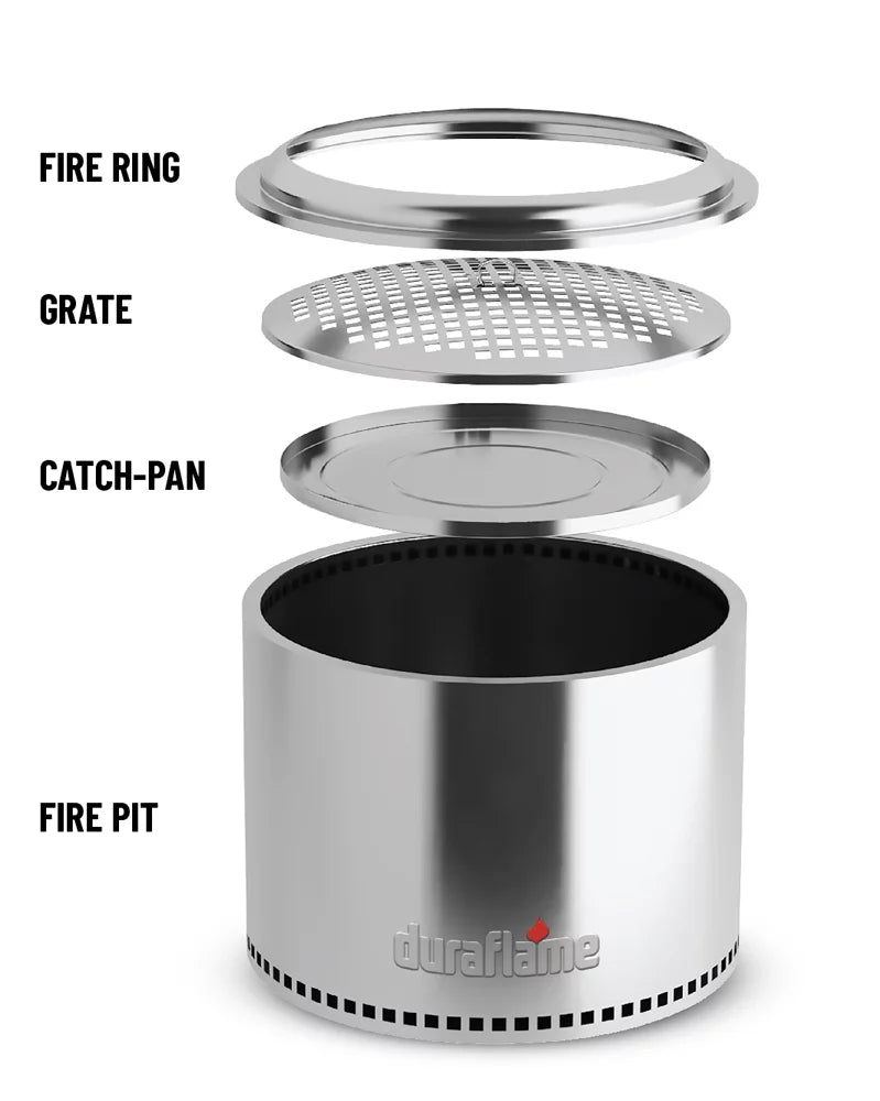 Low Stainless Duraflame™ Pit, Smoke 19" Steel Fire