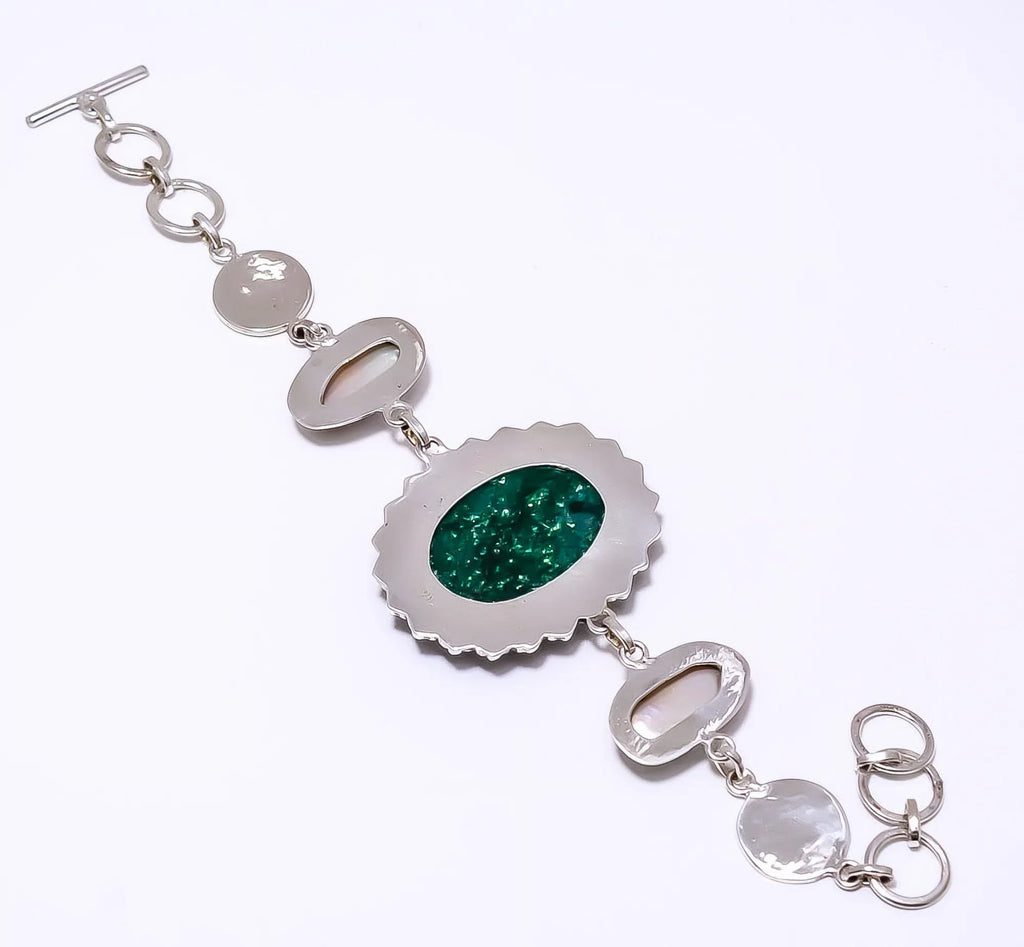 Gift, Handmade Birthday Woman Green Plated 7-8.99" Silver B2, India For Valentine's 8.99" Beautiful 925 Gift, - Aventurine Day Jewelry Bracelet