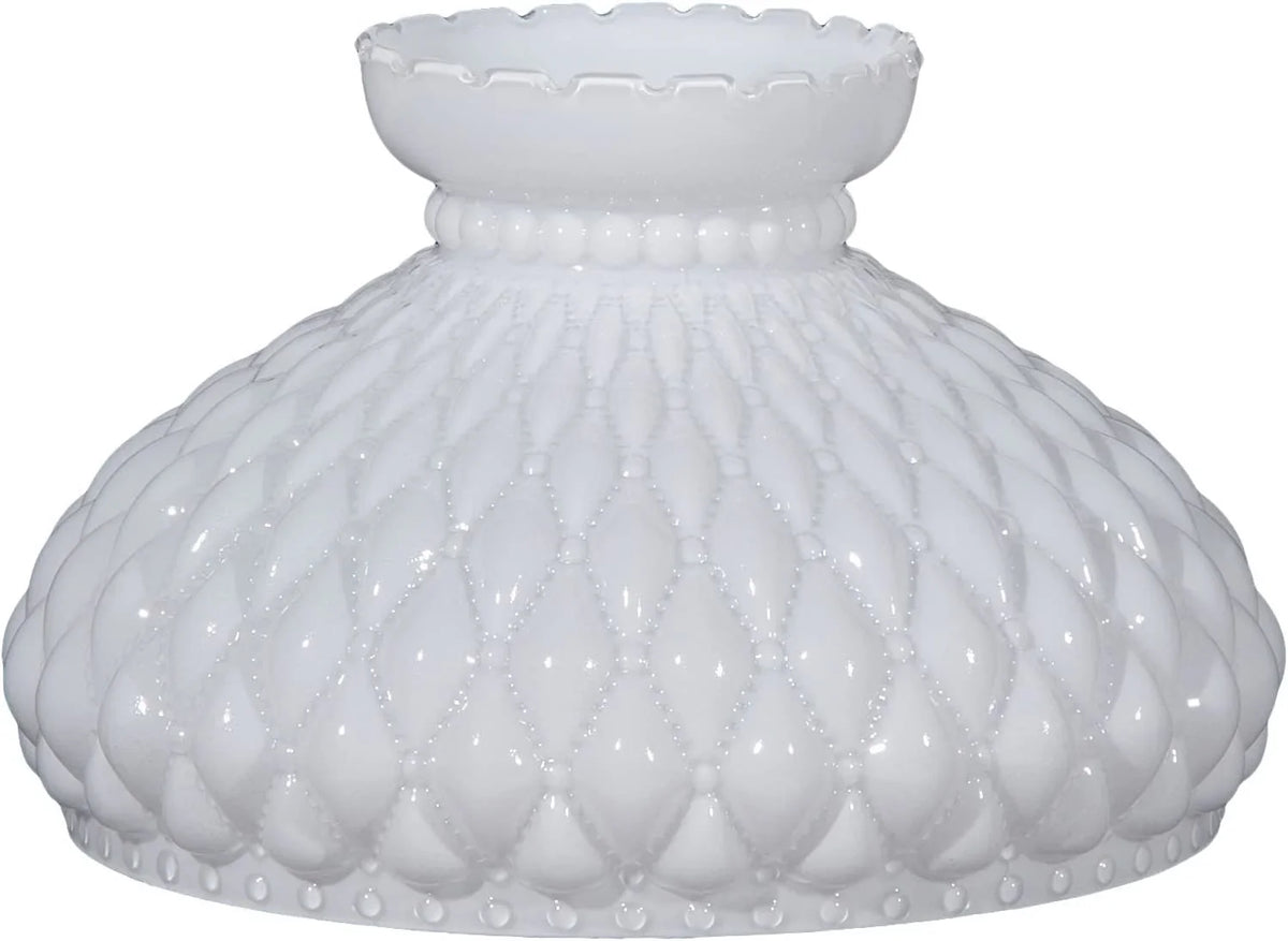 Crimped Diamond Opal Pattern Glass 10" Top with Shade GOURE® Student Quilted